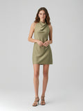 Sleek Bias-Cut Satin Halterneck Mini Dress