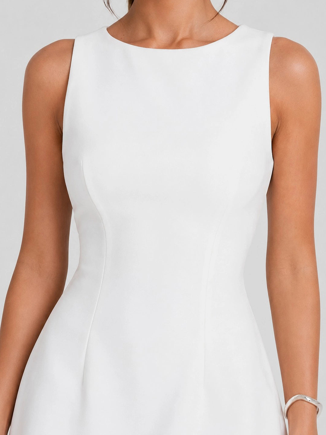 Sleeveless High Neck A-Line Mini Dress