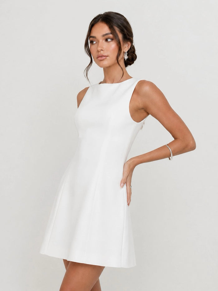 Sleeveless High Neck A-Line Mini Dress