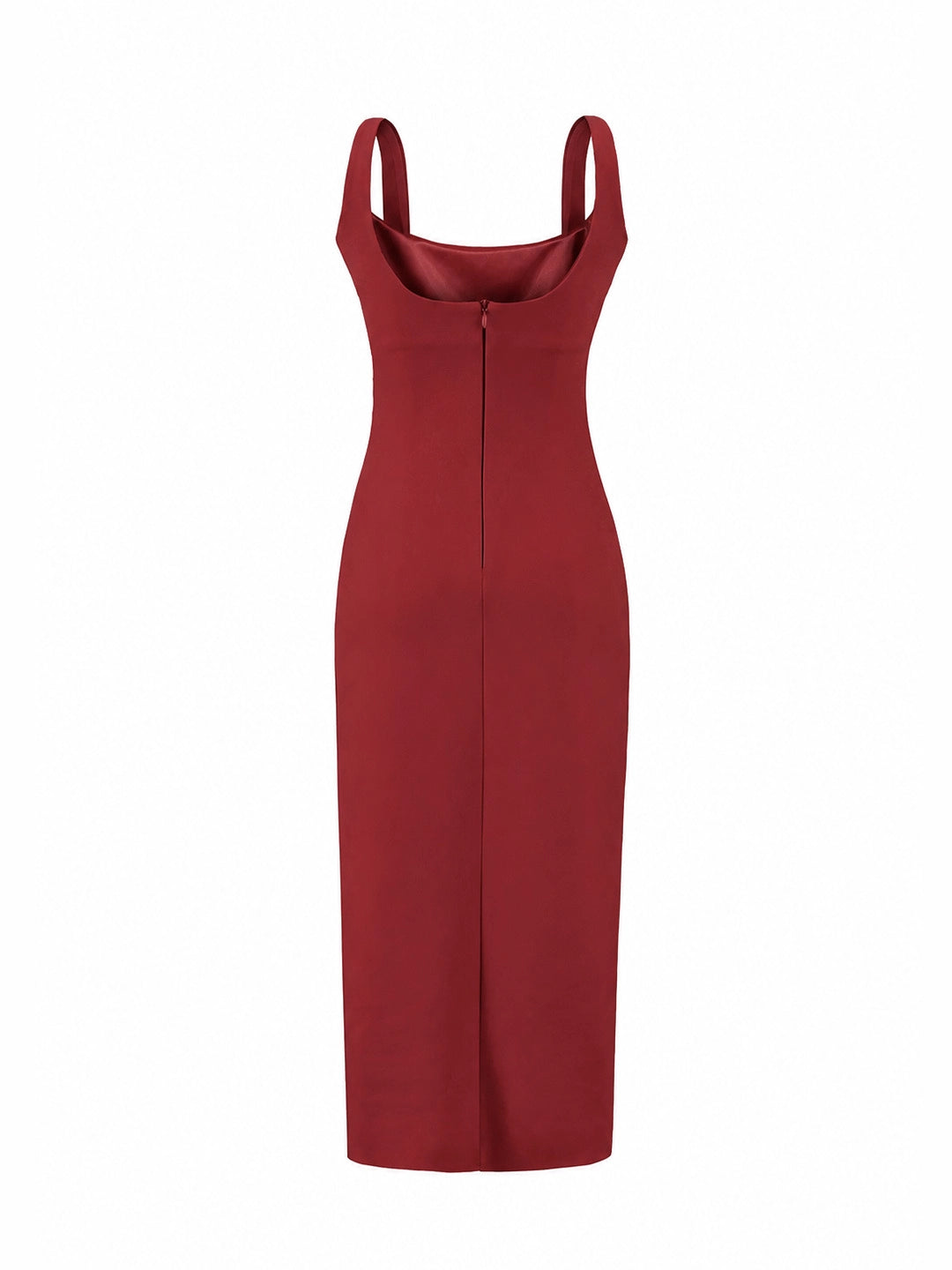 Square Neck Ruched Bodycon Midi Dress