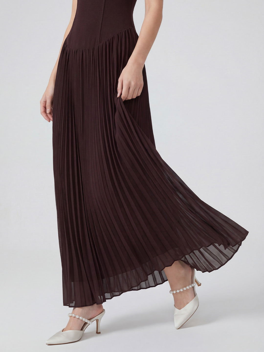Pleated Halter Maxi Dress