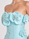 Strapless 3D Floral Corset Bodycon Mini Dress