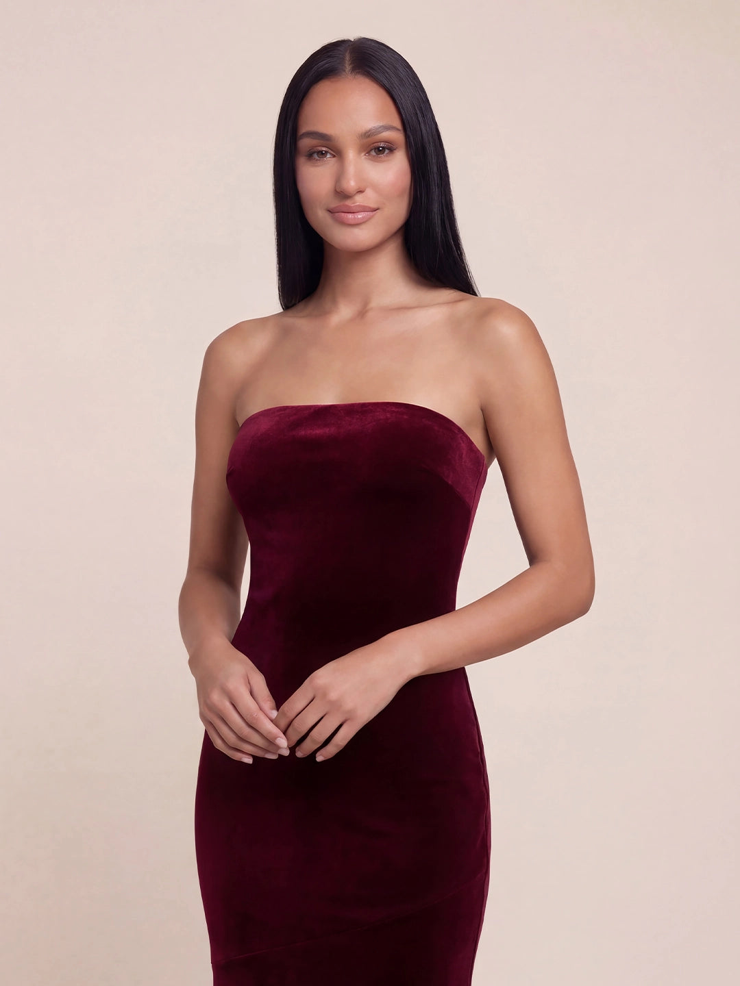 Valentine's Day Exclusive - Strapless Bow-Back Velvet Maxi Dress