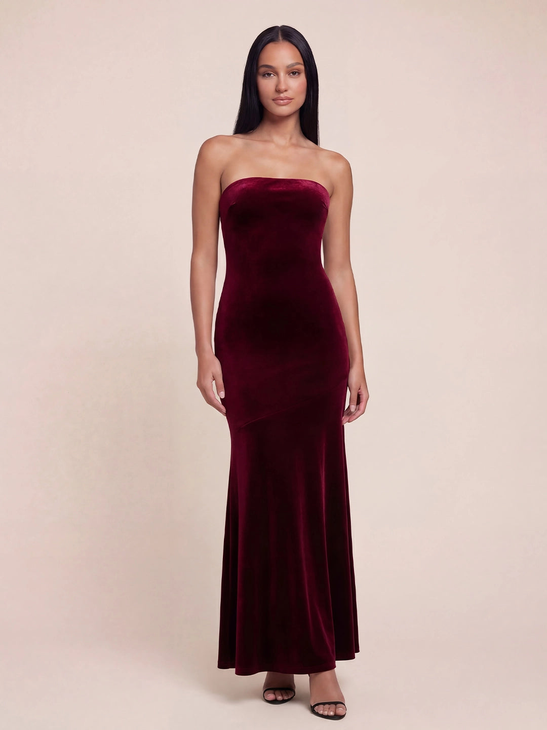 Valentine's Day Exclusive - Strapless Bow-Back Velvet Maxi Dress