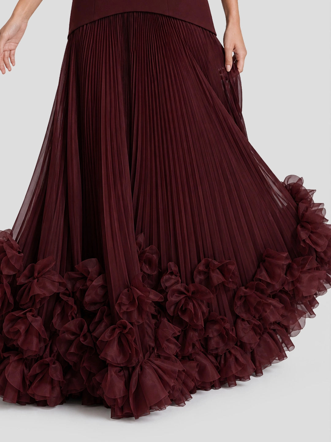 Pleated Mermaid Strapless Corset Maxi Dress
