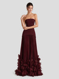 Pleated Mermaid Strapless Corset Maxi Dress