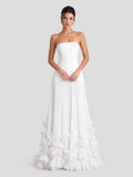 Pleated Mermaid Strapless Corset Maxi Dress
