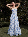 Strapless Floral Brocade Corset A-Line Dress
