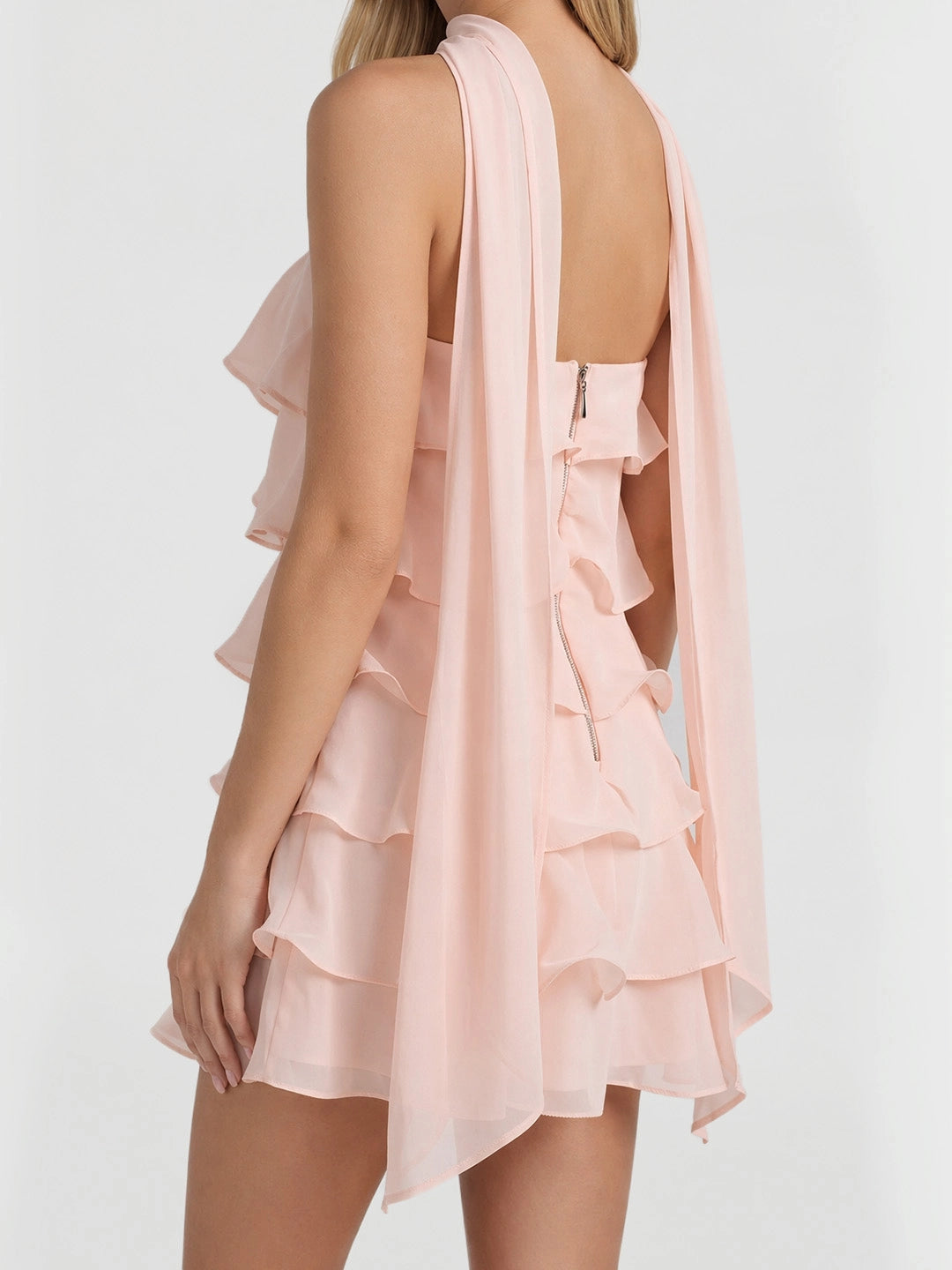 Strapless Layered Ruffle Mini Dress