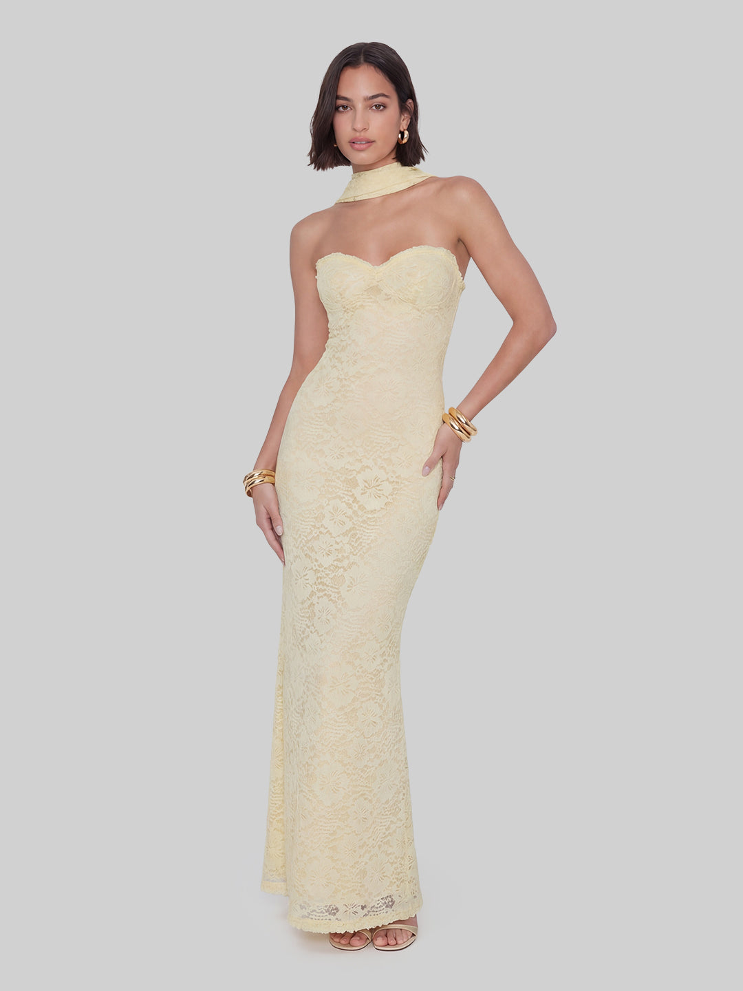 Strapless Scarf maxi Dress