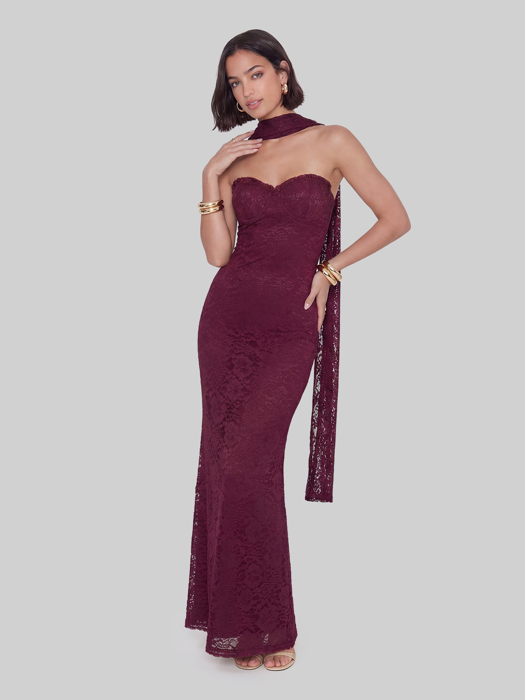 Strapless Scarf maxi Dress