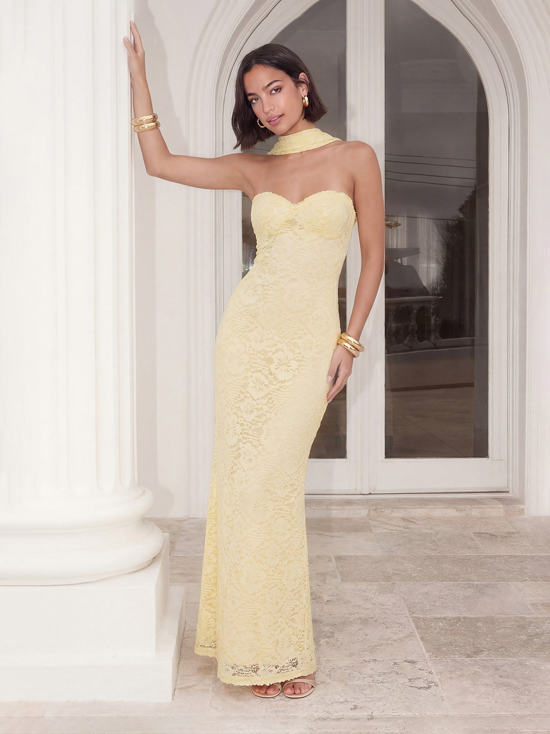Strapless Scarf maxi Dress
