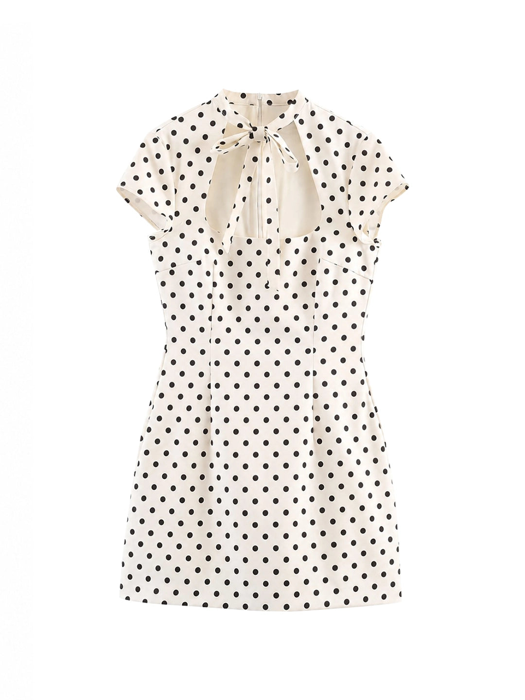 Sweet Bow Cut-out Neckline Polka Dot Mini Dress