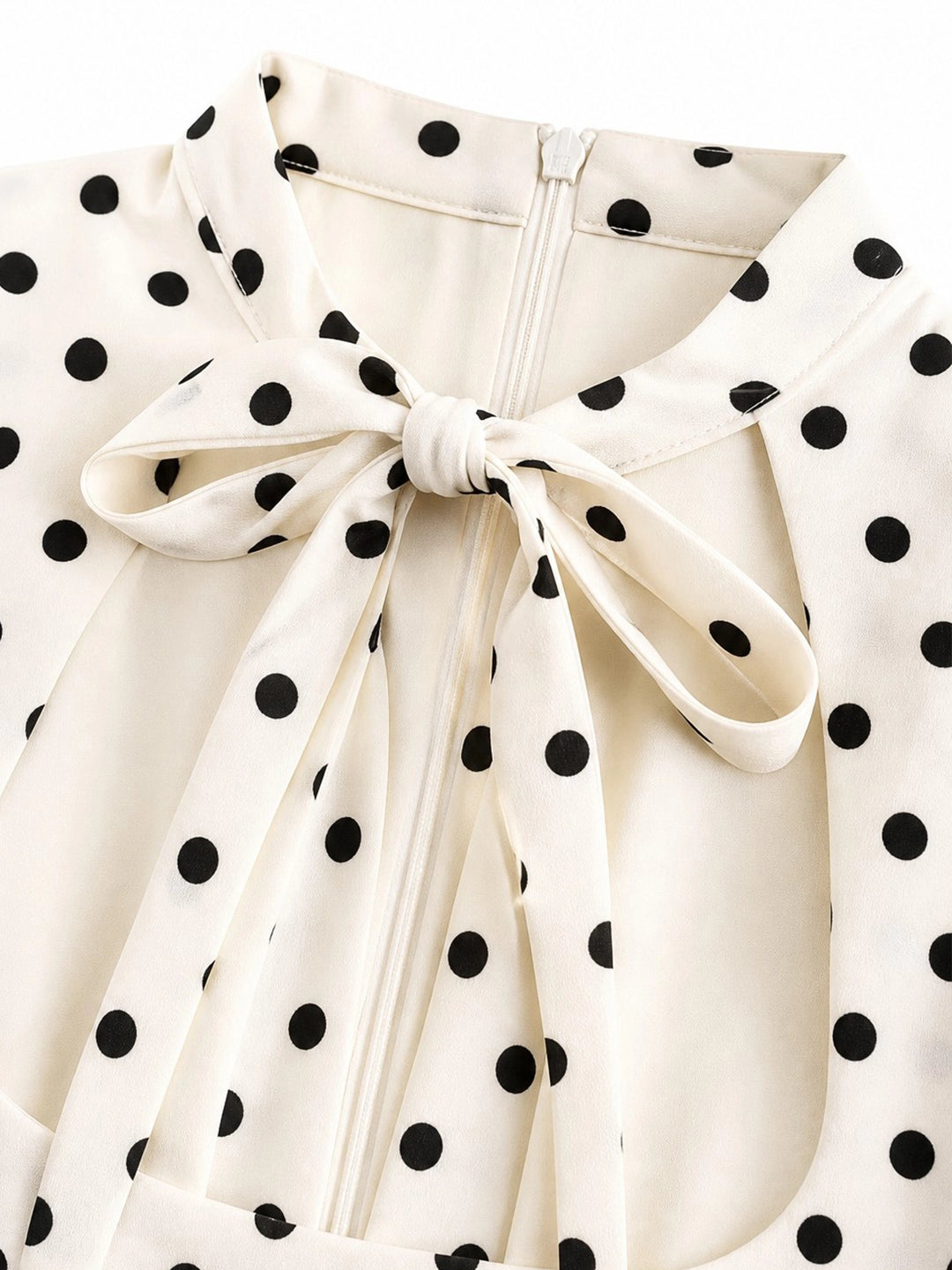 Sweet Bow Cut-out Neckline Polka Dot Mini Dress