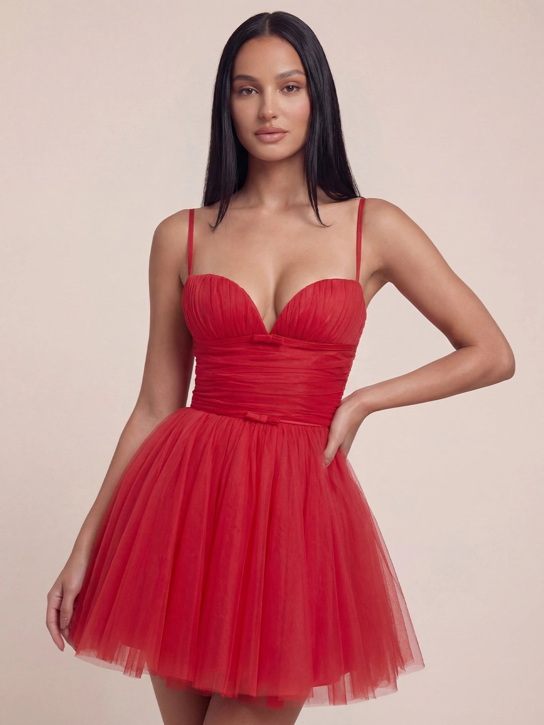 Sweetheart Tiered Tulle Mesh Mini Dress