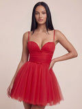 Sweetheart Tiered Tulle Mesh Mini Dress