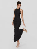 Tiered Ruffle Halterneck Maxi Dress