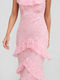 Tiered Ruffle Hem Jacquard Maxi Dress
