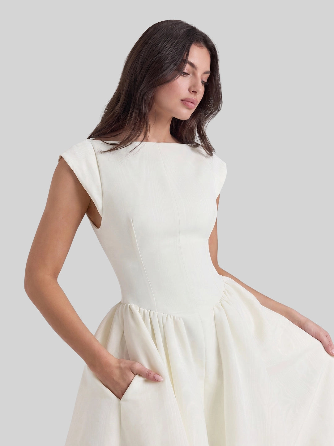 Timeless Hepburn Style Full Skirt Midi Dress