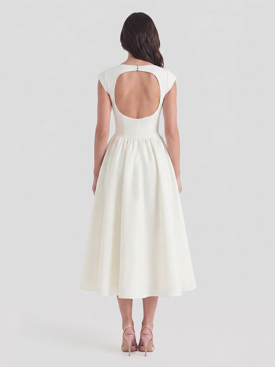 Timeless Hepburn Style Full Skirt Midi Dress