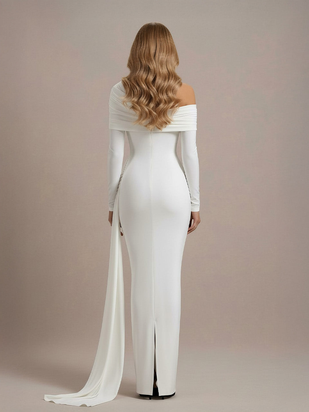 Timeless Sculptural Drape Jersey Maxi Dress