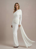 Timeless Sculptural Drape Jersey Maxi Dress