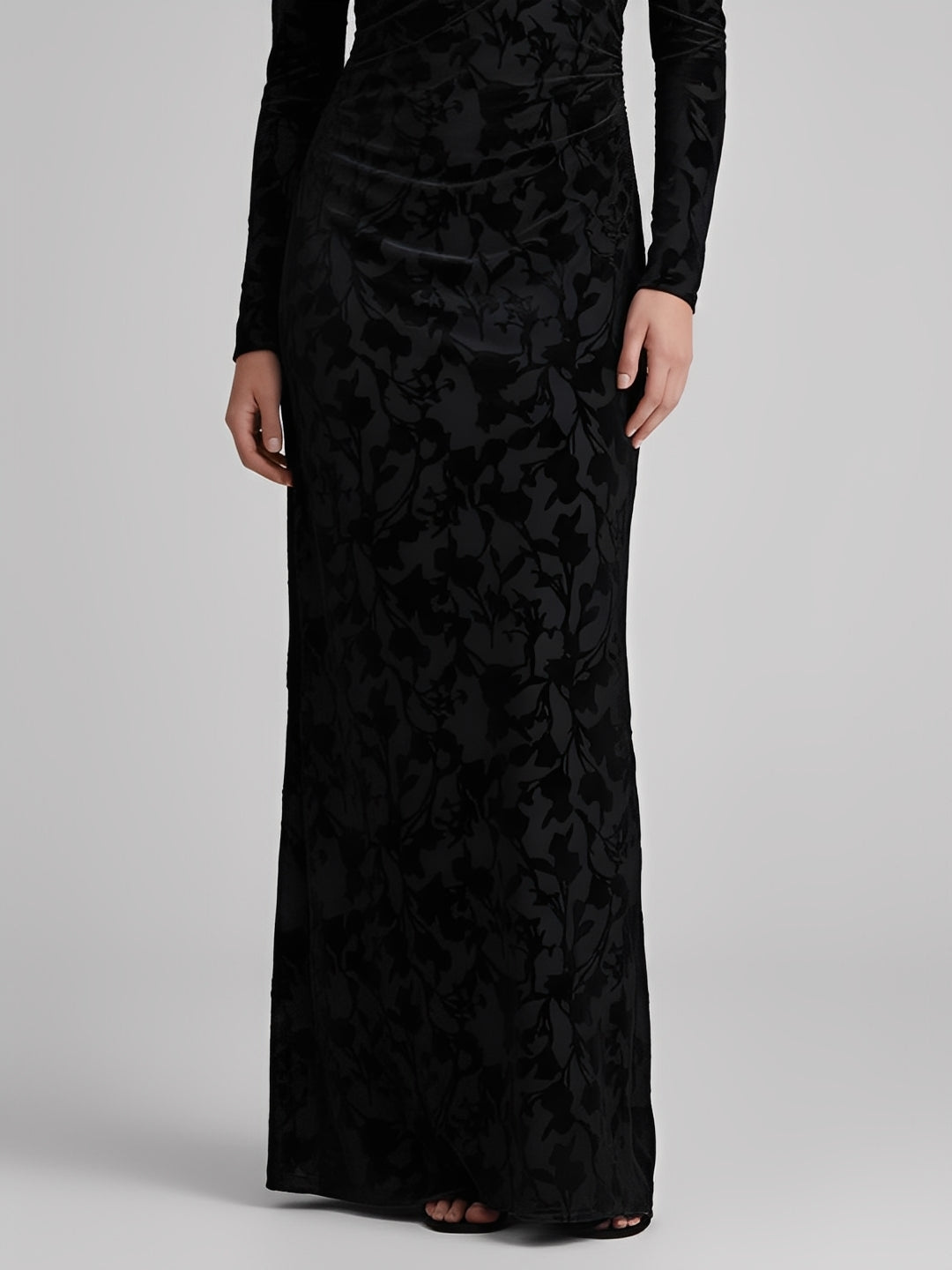 Velvet Burnout Long Sleeve Gown
