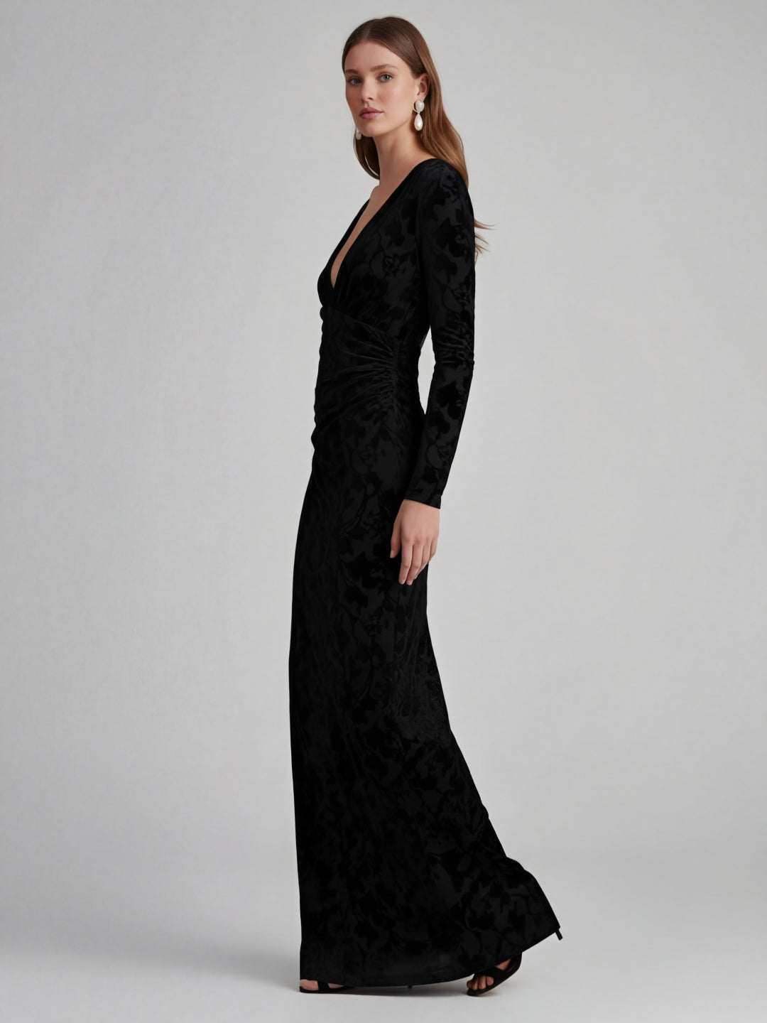 Velvet Burnout Long Sleeve Gown