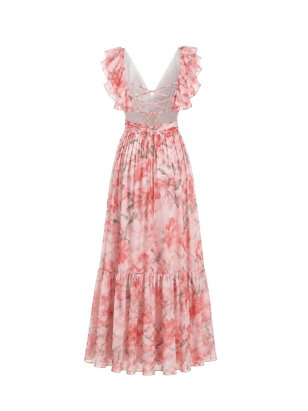 Watercolor Floral Cut-out Maxi Dress