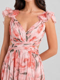 Watercolor Floral Cut-out Maxi Dress