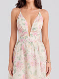 Watercolor Floral Plunge Midi Dress
