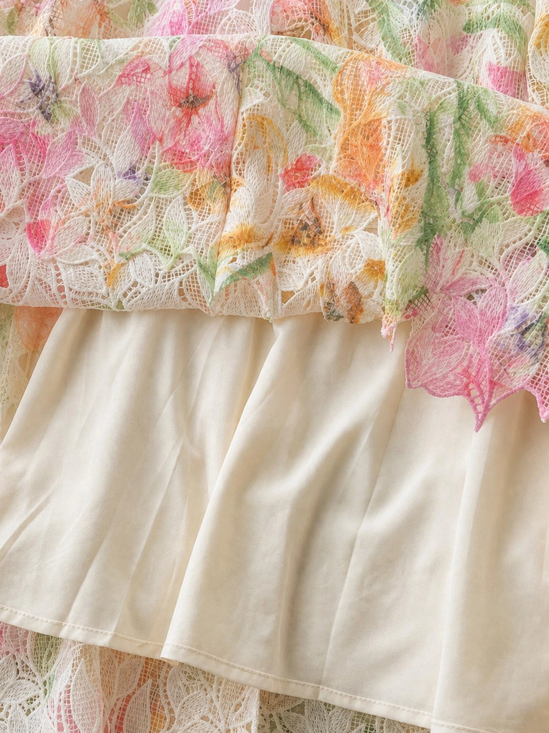 Watercolor Spaghetti Strap Eyelet Floral Mini Dress