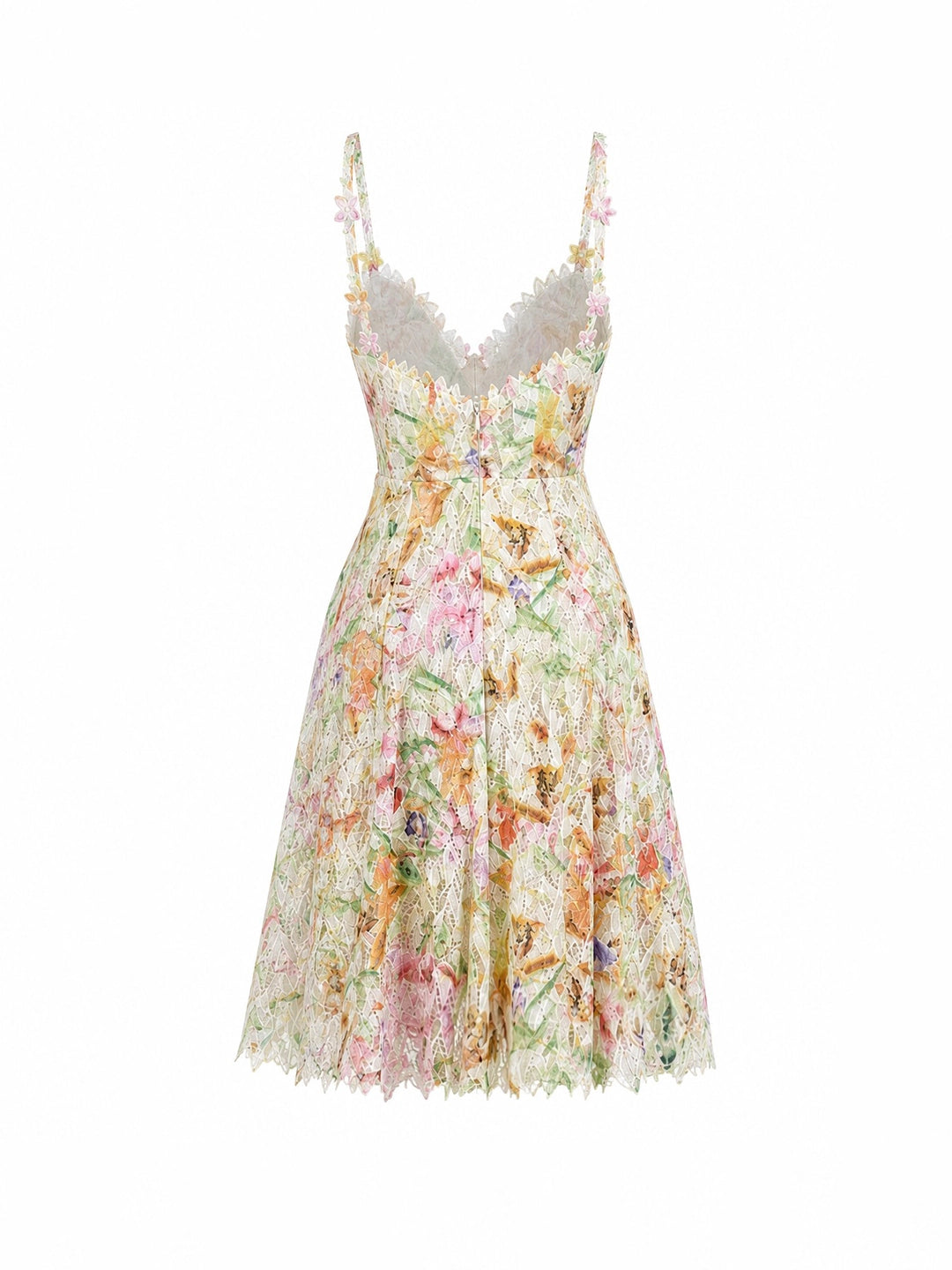 Watercolor Spaghetti Strap Eyelet Floral Mini Dress