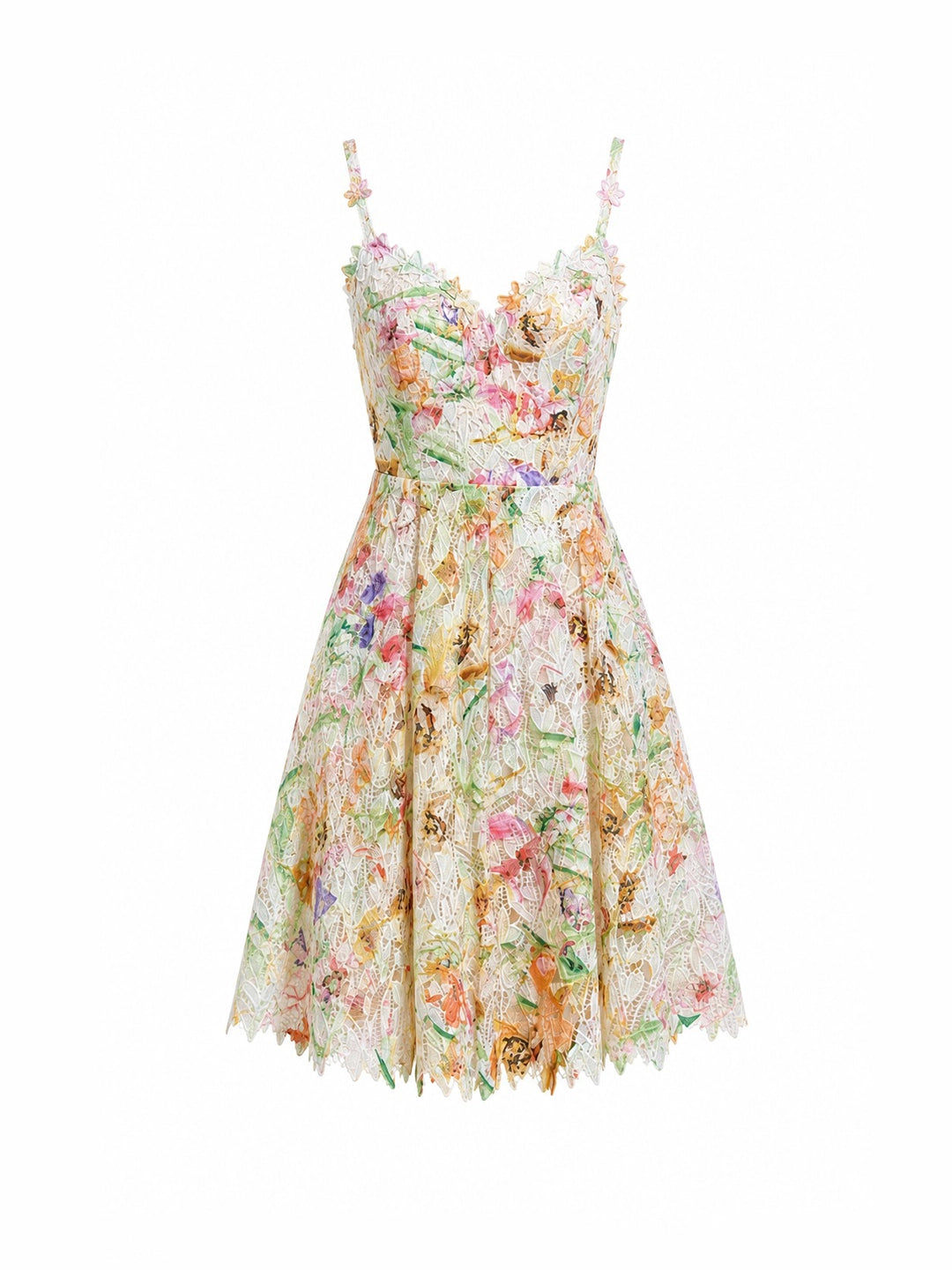 Watercolor Spaghetti Strap Eyelet Floral Mini Dress