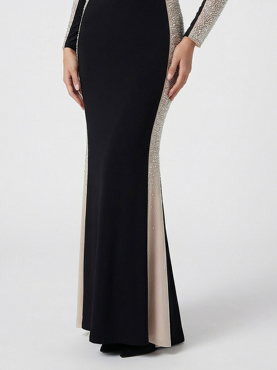 Crystal Contrast Long Sleeve Dress