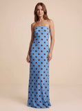 Strapless chiffon polka dot dress