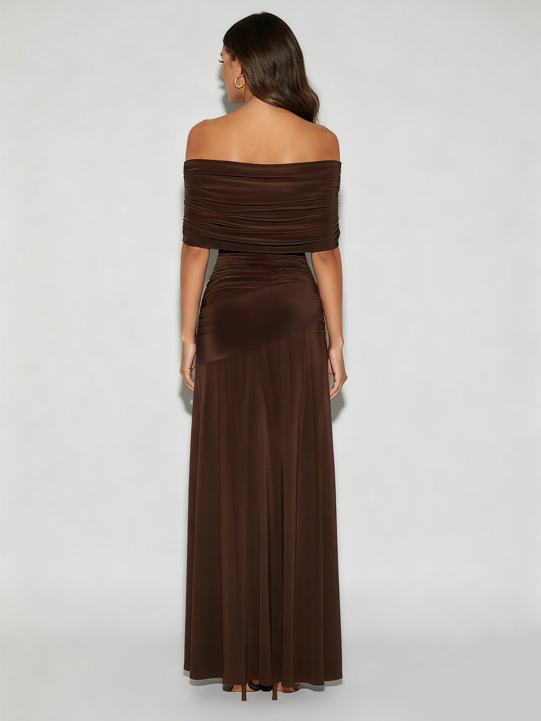 Bodycon Off-the-Shoulder Ruffle Maxi Dress