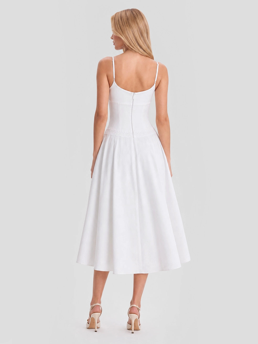 Cotton Broderie Anglaise Trim Midi Sundress