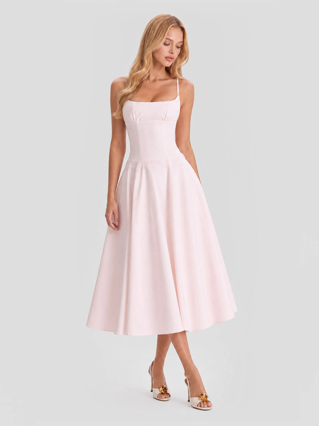 Cotton Broderie Anglaise Trim Midi Sundress