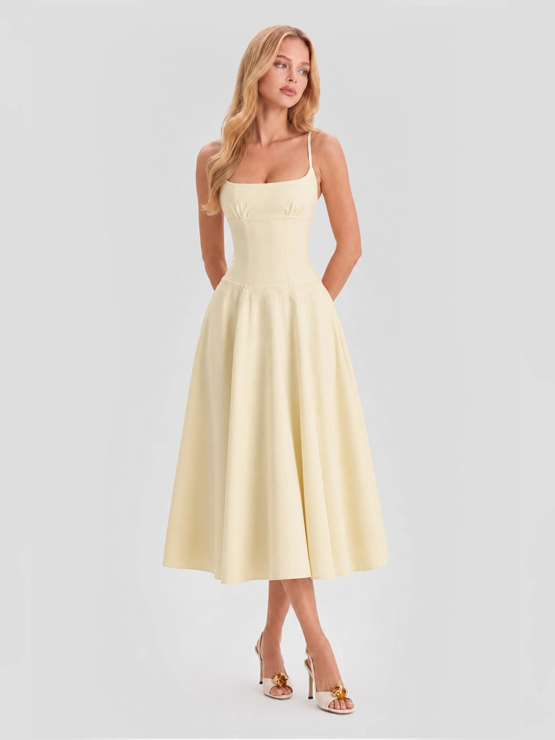 Cotton Broderie Anglaise Trim Midi Sundress