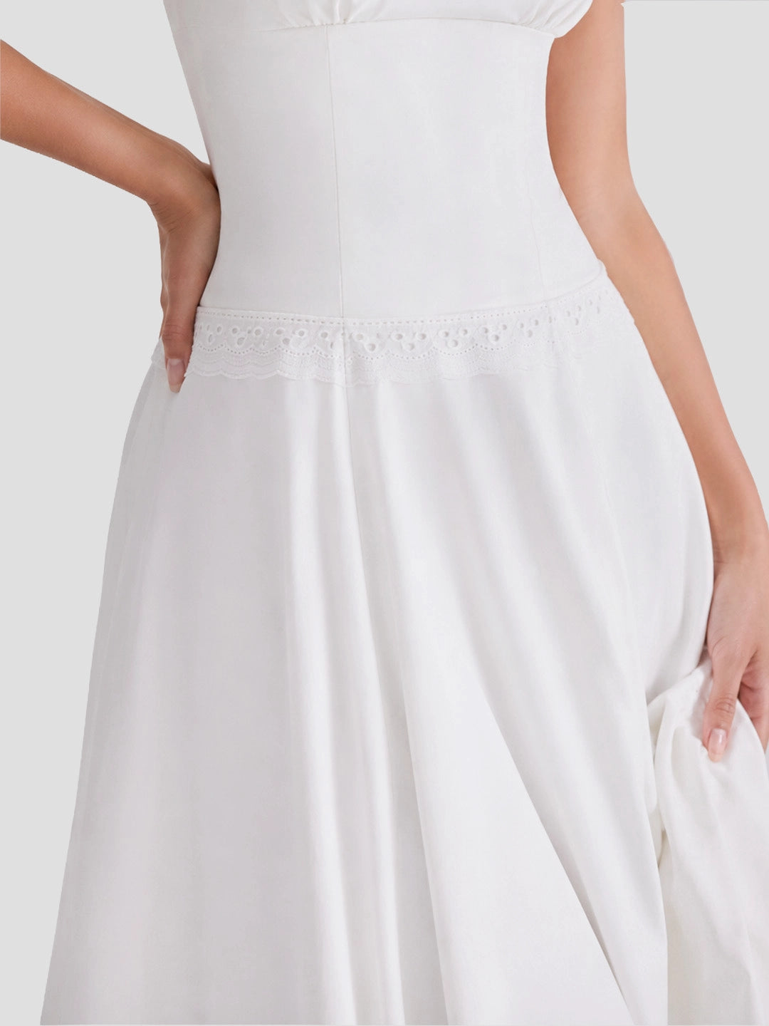 Cotton Broderie Anglaise Trim Midi Sundress