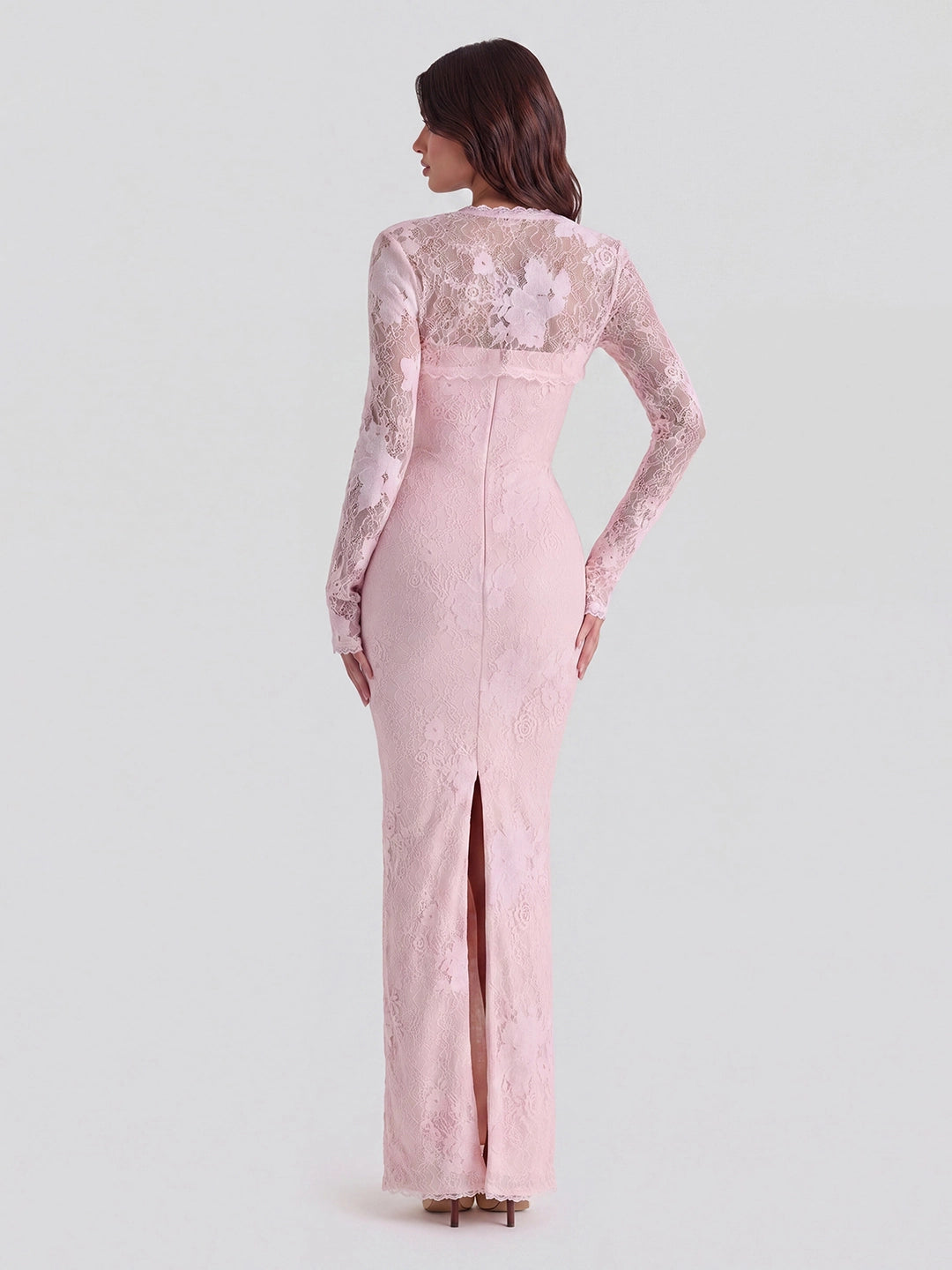Floral Lace Mermaid Gown with Corseted Bodice