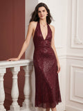 Diamante Halter Midi Dress