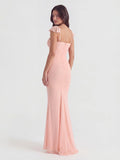 Mesh Ruched Silhouette Maxi Dress
